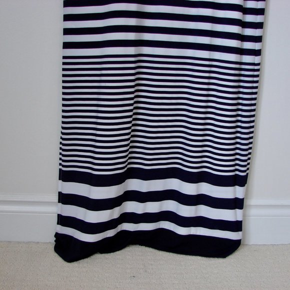 Maxi Dress Nautical Cruise Blue White Stripe Tall Sleeveless by Spanner Medium - Picture 13 of 16